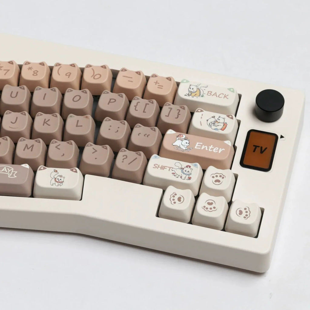 142 Keys Customized Gift Cute Cat keycaps New MAO Keycaps Square Thermal Sublimation Mechanical Keyboard 2.25 U 2.75U for Alice