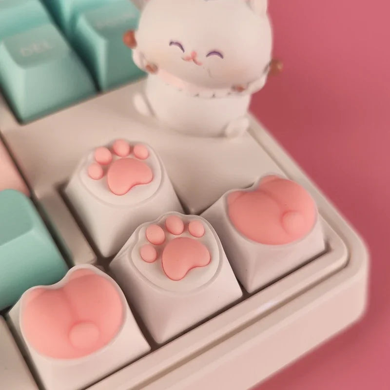1 Pc Pink Cat Claw Key Cap Mechanical Keyboard Single Silicone Cat Butt Key Cap Girly Heart Computer Peripherals