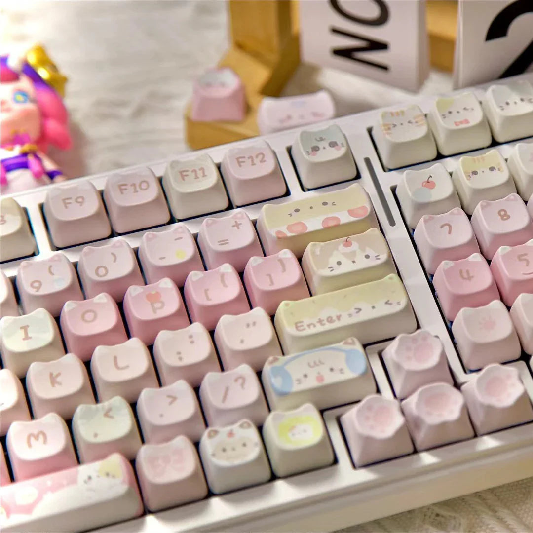 142 Keys Customized Gift Cute Cat keycaps New MAO Keycaps Square Thermal Sublimation Mechanical Keyboard 2.25 U 2.75U for Alice