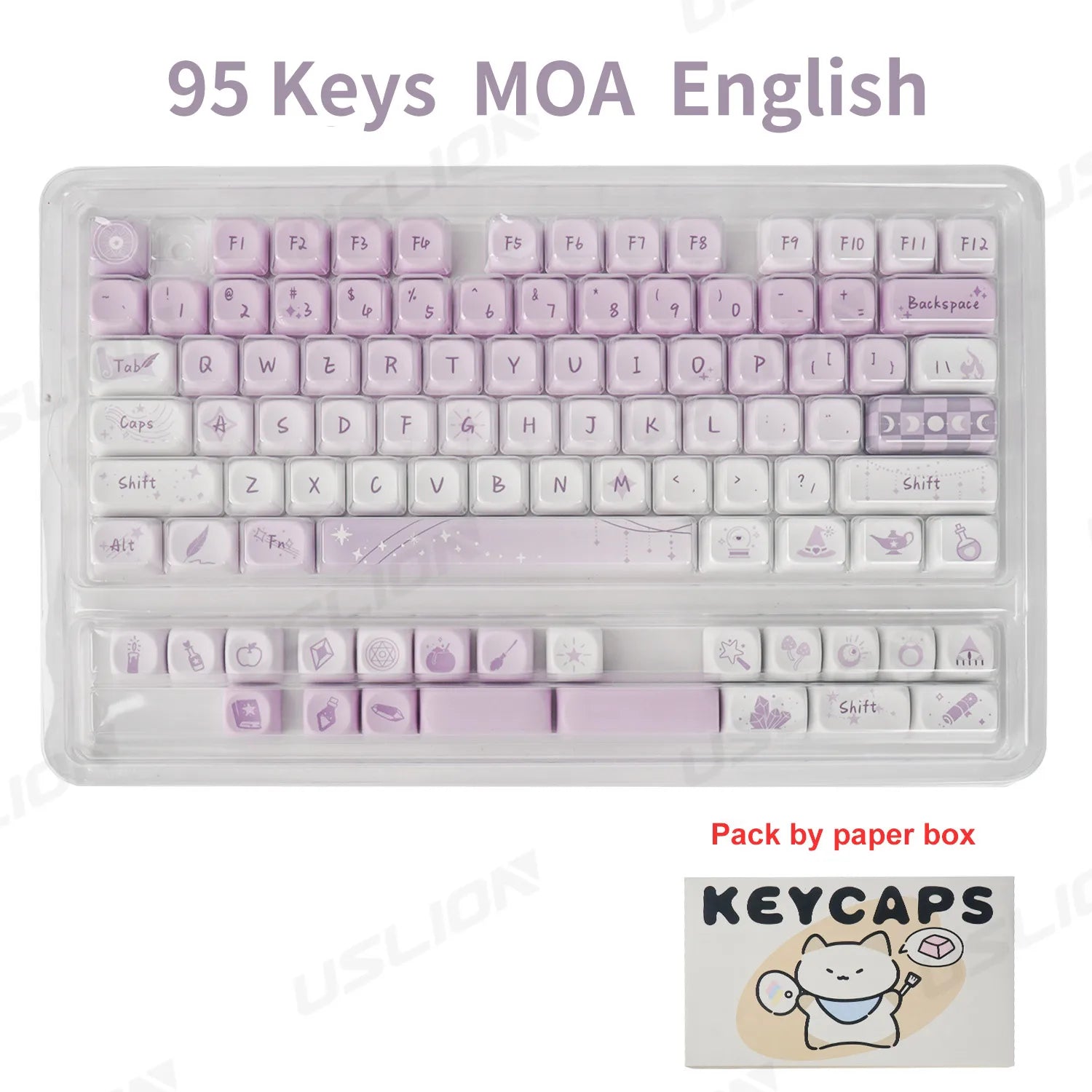 95 Keys MOA Profile PBT Keycaps for 61/64/68/84/75/87Keys Gaming Mechanical Keyboard AULA F75 GMK67 GMK87 Cartoon Cute Key Caps