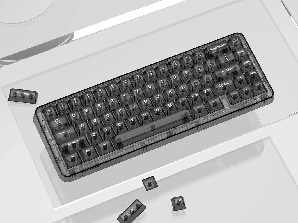 115 Keys Crystal Ceramic PC Keycap RGB Shine Through Key cap MDA Profile Black Transparent Clear Keycap for MX Switches Keyboard