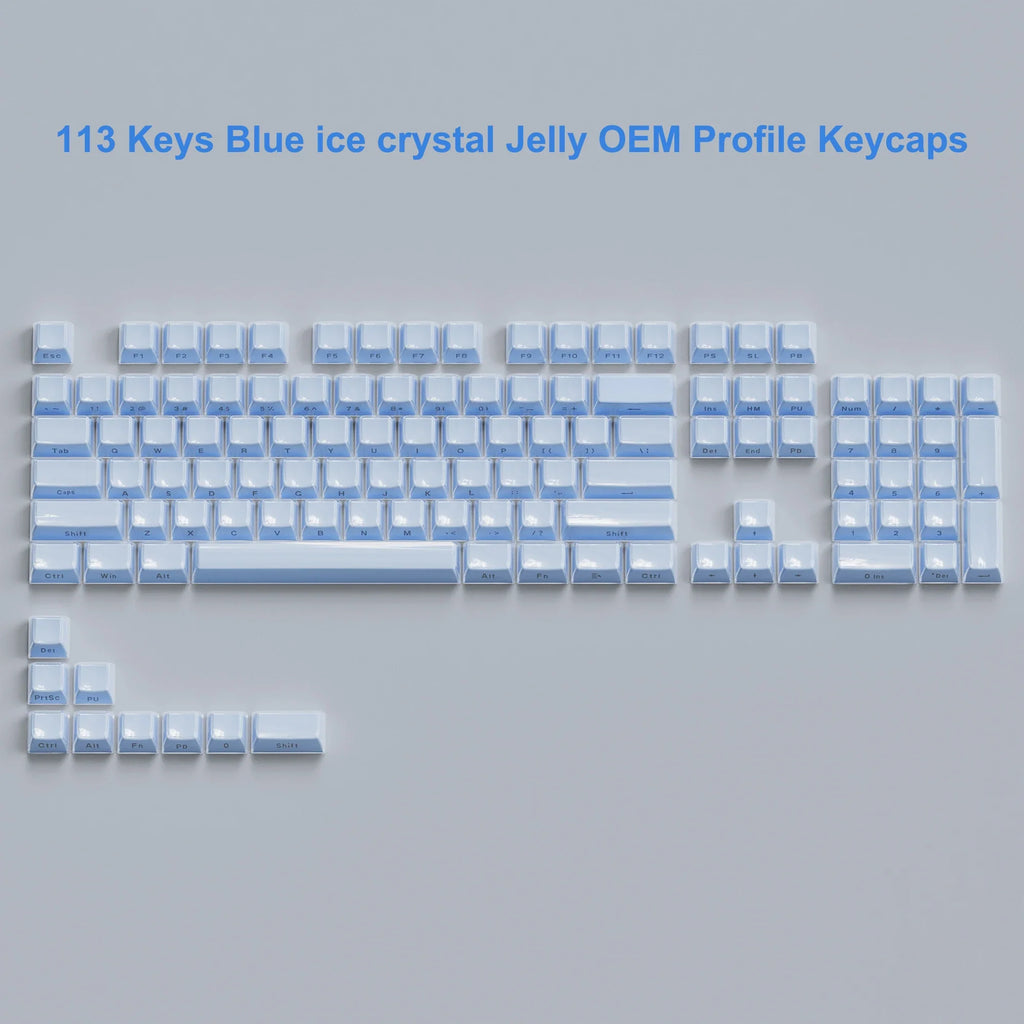 113 Key Jelly Round Side Keycaps Ice Crystal Translucent Pink OEM Profile Key cap for Cherry MX 61 68 104 Mechanical Keyboard