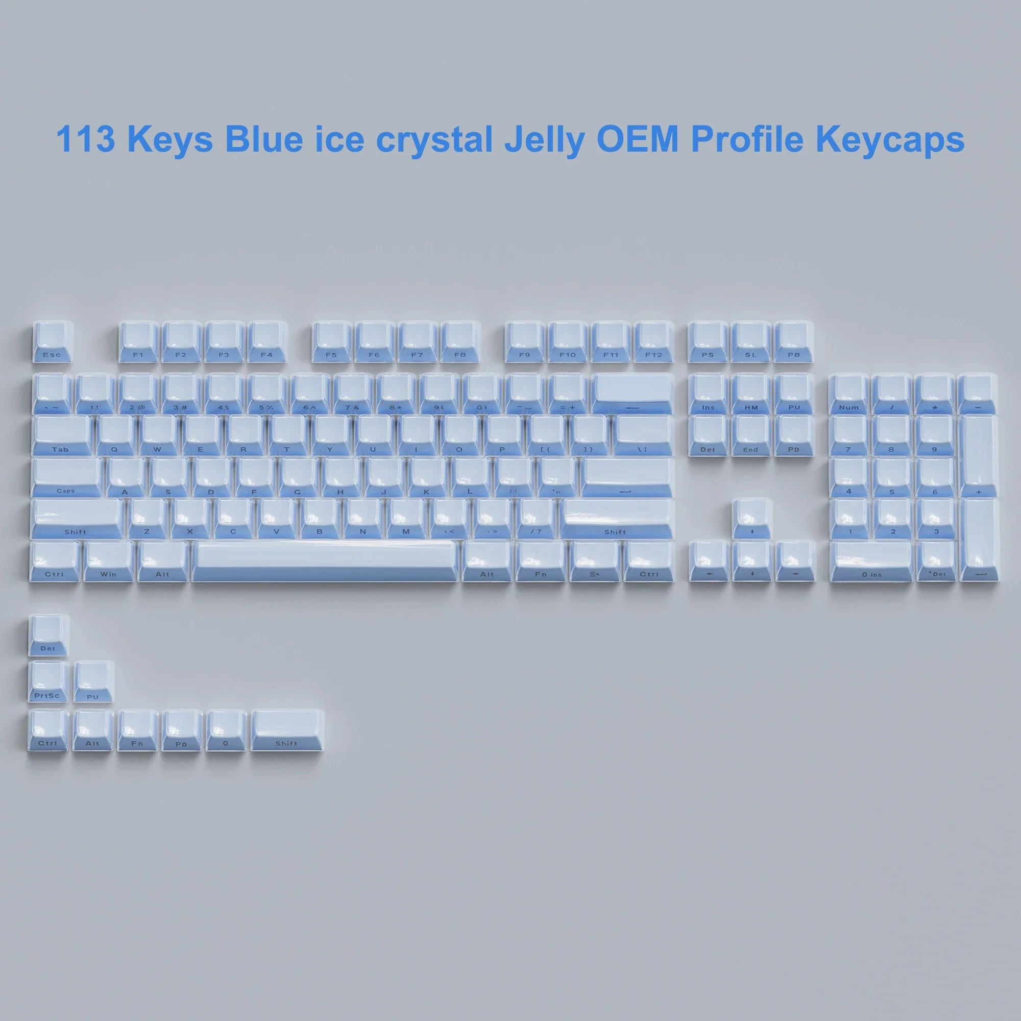 113 Key Jelly Round Side Keycaps Ice Crystal Translucent Pink OEM Profile Key cap for Cherry MX 61 68 104 Mechanical Keyboard
