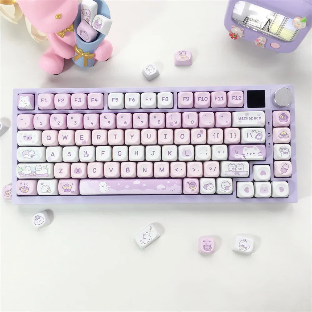 95Keys Matcha Puppy Keycaps MOA Profile PBT Key Caps Kit keyboard kit for 61/64/68/84/75/87Keys GMK67 Mechanical Keyboard Caps