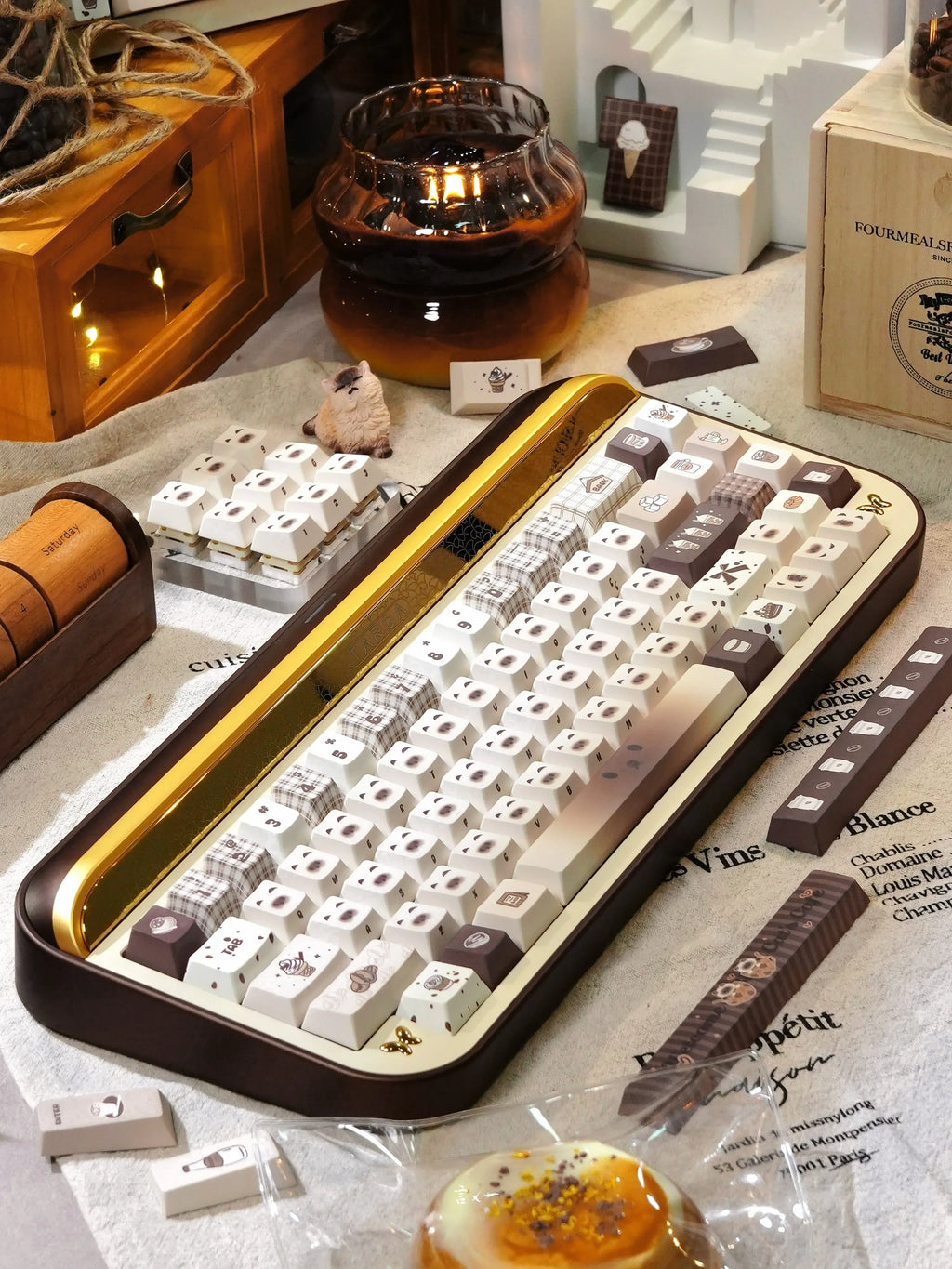 Siamese Cat Keycap Cute Mao Cherry Pbt Cafe Cat Head Cat Ears White Coffee Color 146/133Keys 2.25/2.75U Alice Layout Keycaps