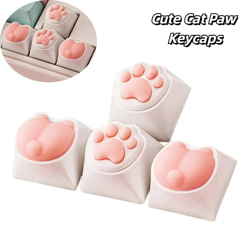 1pc Cute Cat Paw Keycaps For Mechanical Keyboard Cherry MX Switch DIY Custom Key Cap Soft Silicone Keycup Artisan Pink Color