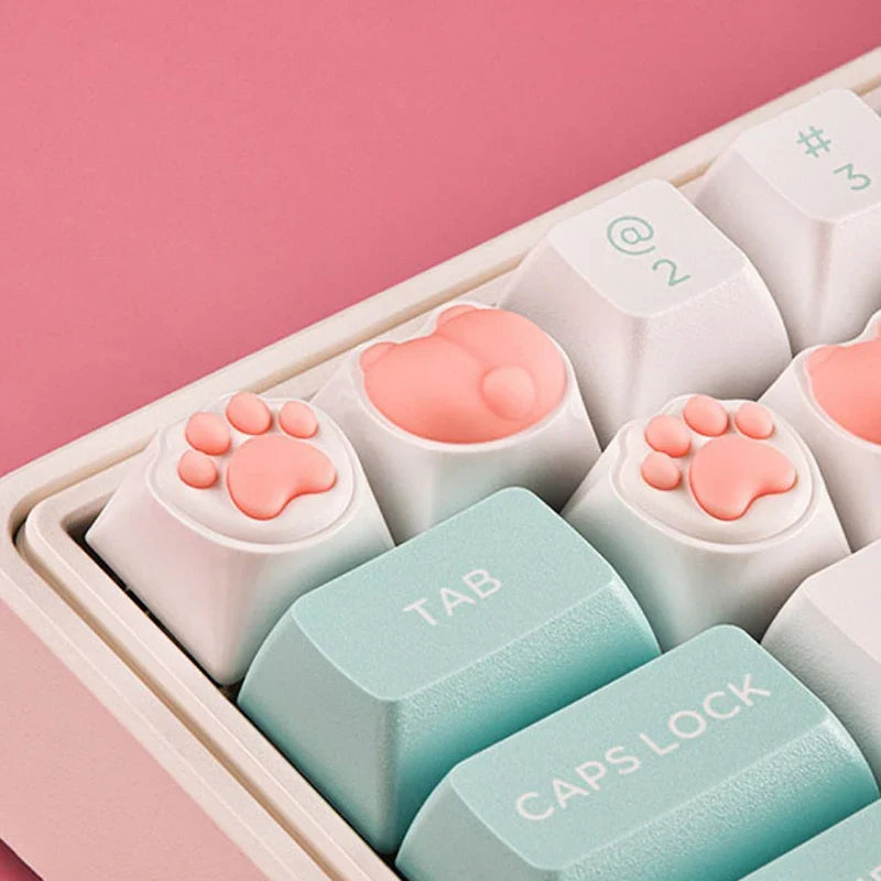 1pc Cute Cat Paw Keycaps For Mechanical Keyboard Cherry MX Switch DIY Custom Key Cap Soft Silicone Keycup Artisan Pink Color