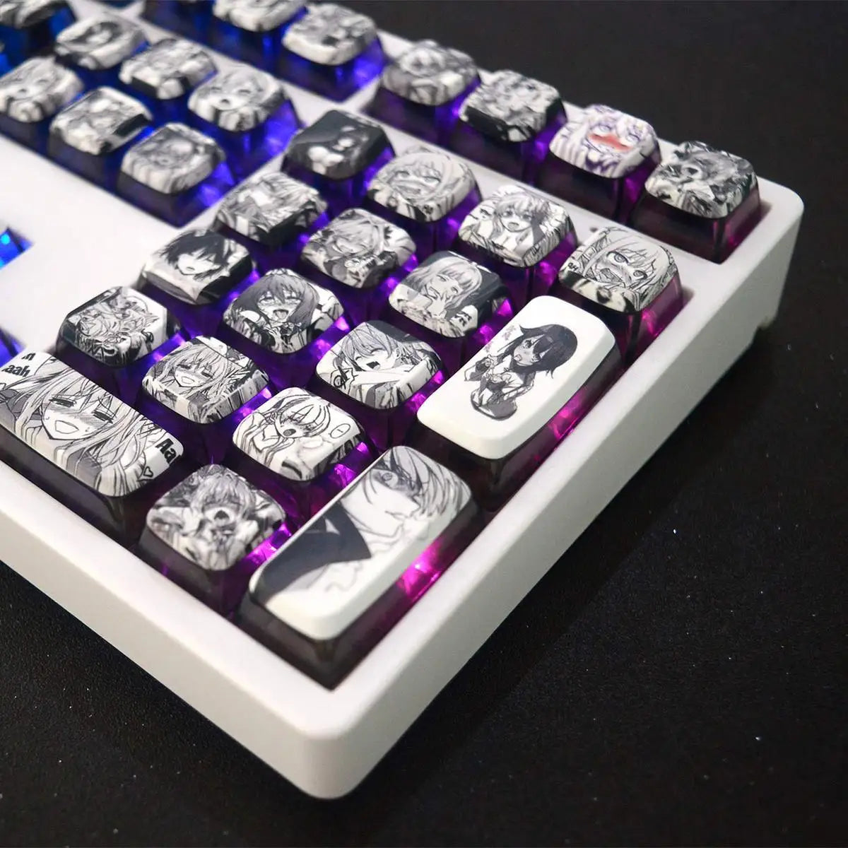 122 Key Hentai Pudding Keycaps Custom PBT MDA Profile Keycap Cute Anime Artisan Transparent Point KeyCap for Gaming Crush80 Gift