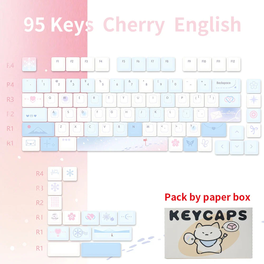 95 Keys Cherry Profile PBT Keycaps Love Letter Theme Key Caps for Gaming Mechanical Keyboard 61/64/68/75/84Keys GMK67 AULA F75