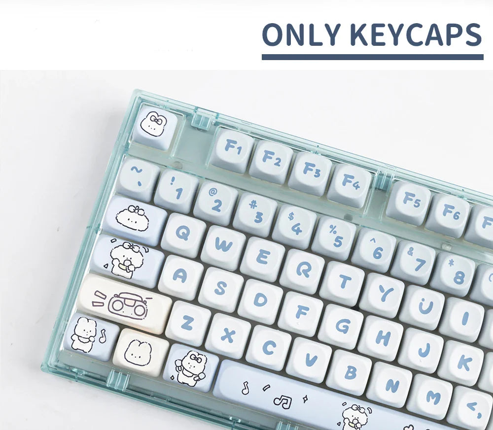139 Keys MOA Profile Puppy Band Sugar Rabbit Theme Keycaps PBT Thermal Sublimation Customized Key Caps for Mechanical Keyboard