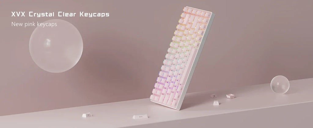113 Key Jelly Round Side Keycaps Ice Crystal Translucent Pink OEM Profile Key cap for Cherry MX 61 68 104 Mechanical Keyboard