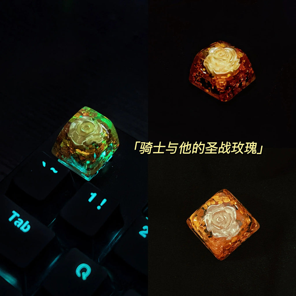 1 Piece Ice Rose/Polar Bear/Steampunk/Gear/Pond Fish/Koi/Stars Artisan Resin Keycaps ESC Mechanical Backlit Keyboard RGB Keycap