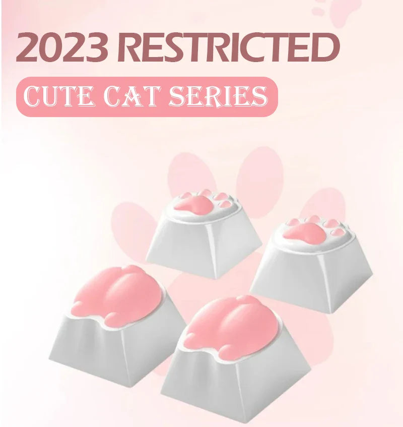 ZIFRIEND Cute Cat Paw Keycaps For Mechanical Keyboard Cherry MX Switch DIY Custom Key Cap Soft ABS Keycup Artisan Pink Color 60%