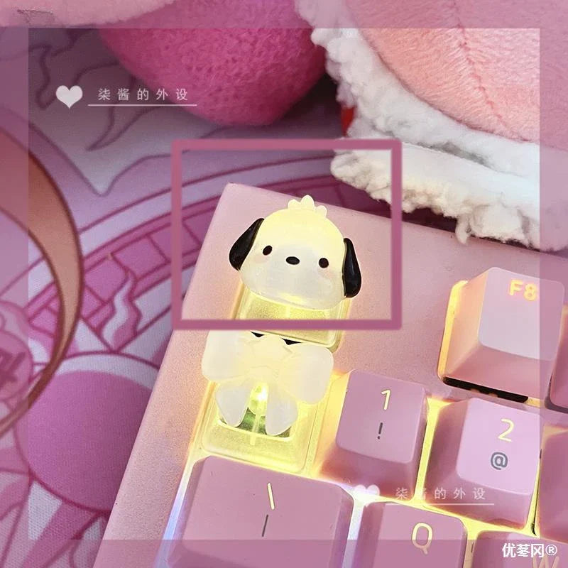 Sanrio New HelloKitty Cartoon Kuromi My Melody CinnamorollChoiceNonopaque Game Cherry Axis Keycaps, Mechanical Keyboard Keycaps