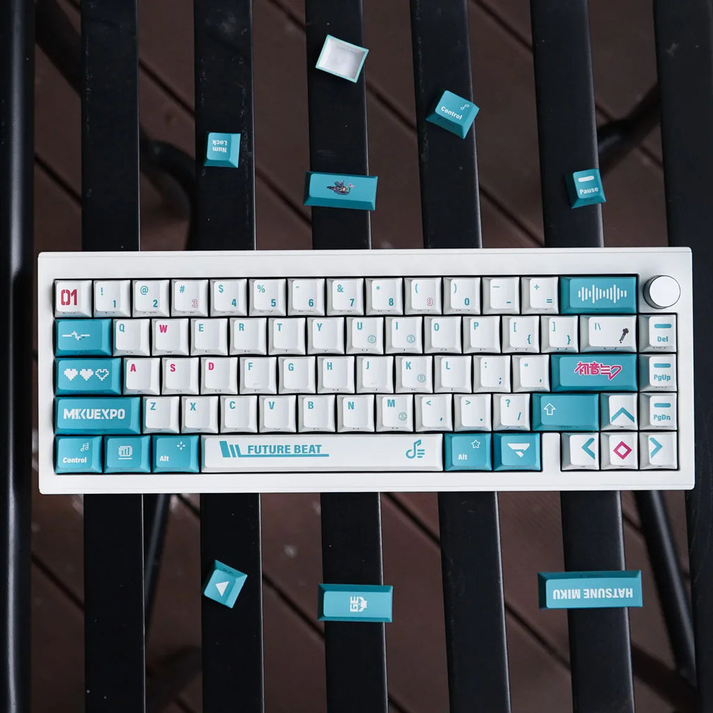 2024 New Miku Side Transparent 130 Key Mechanical Keyboard Keycap Pbt Thermal Sublimation Blue Original Factory Height 61/87