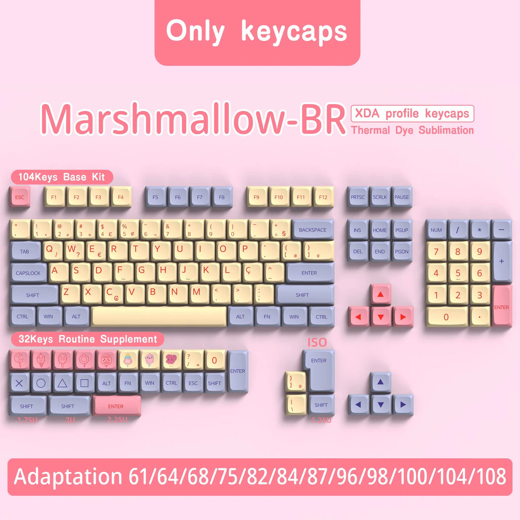 XDA Profile PBT keycaps Spanish Korean French German Portuguese Russian Japanese keycap For Cherry MX Mechanical Keyboard