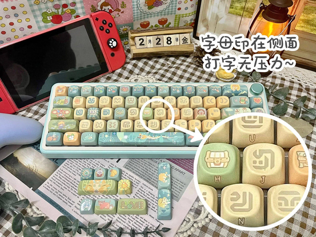 Dragon Tears Keycaps MOA/SOA Keycap Customized Cute Keycaps PBT Original Artist Green Keycap for Alice/ANSI Mechanical Keyboard