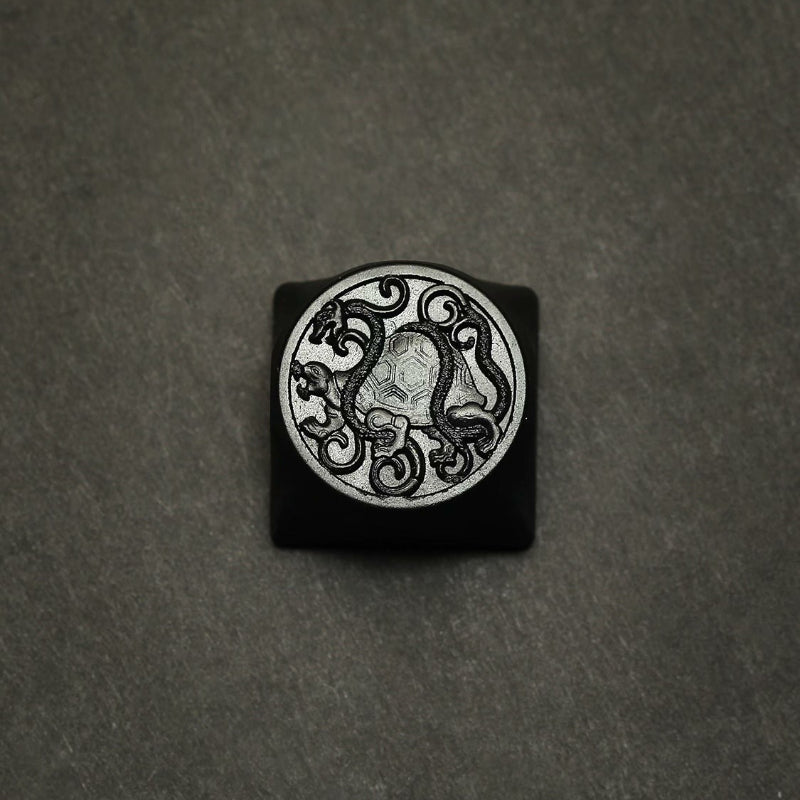 ECHOME Dark Jade Keycap The Four Symbol Theme Hand-carved Translucent Keyboard Cap Custom Artisan KeyCap for Mechanical Keyboard