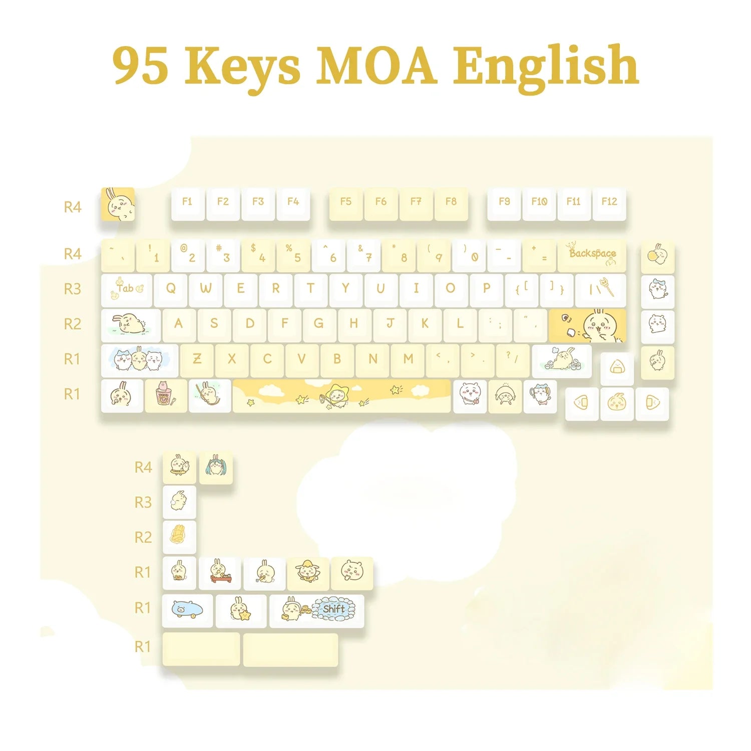 95 Keys artoon Cute Puppy Cat Kitty Keycaps GMK PBT Keycap MOA Profile Dye Sublimation For  DIY Mechanical Keyboard Girls Gift