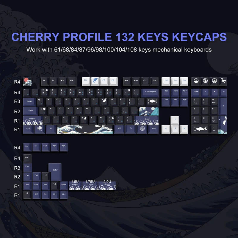 143 keys Coffee Cat  PBT Keycap 5 Sides DYE-SUB XDA Profile Customized Keycaps For Cherry MX Switch Gamer Mechanical Keyboards