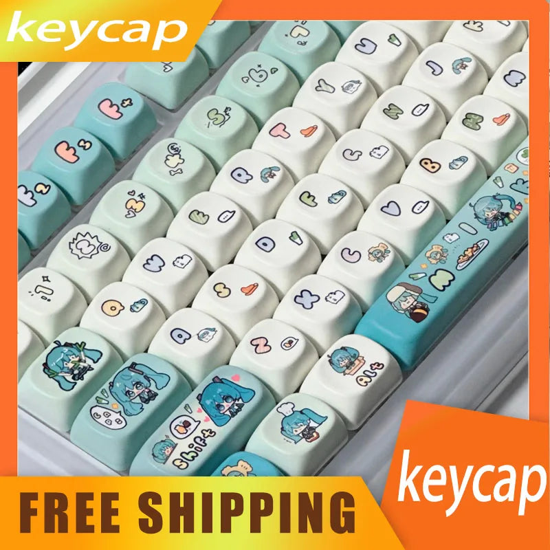 Miku Anime Keycap Xoa Pbt Cartoon Keycap Customization Individuation Keyset For Mechanical Gaming Keyboard Switch Gifts