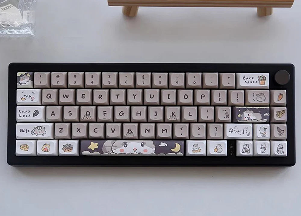 132 keys Cute Mouse Cartoon Theme Keycaps XDA Profile Key caps English for 61/64/68/84/87/96/98/104 Mechanical Keyboard Keycaps