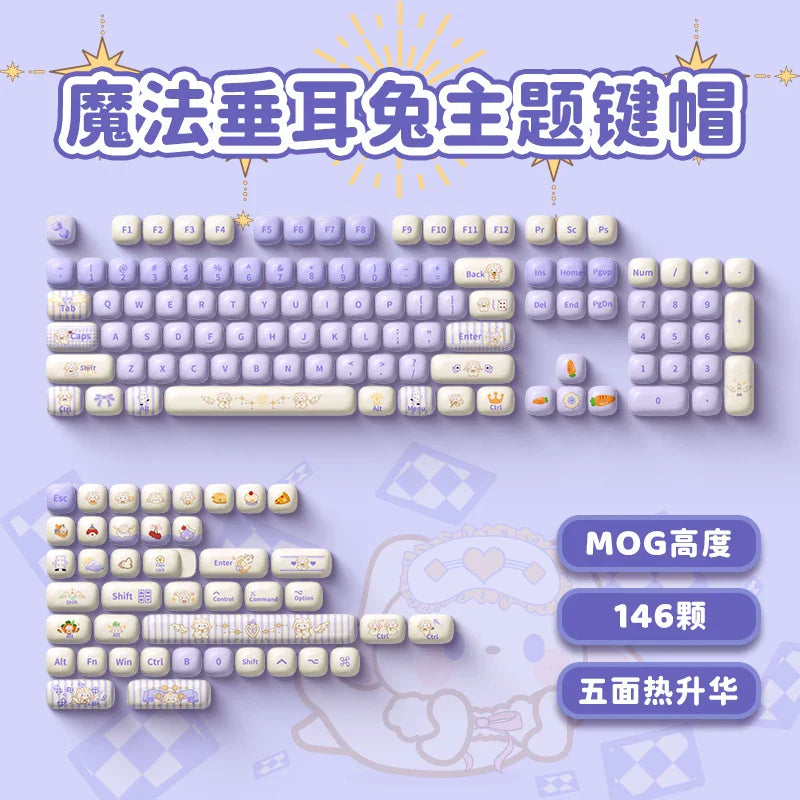 Akko Mog Moa Keycap Cute Thermal Pbt Sublimation Keycaps Mog Keycap Round Steamed Bun Mushroom Customizetion 138keys Keycap Gift