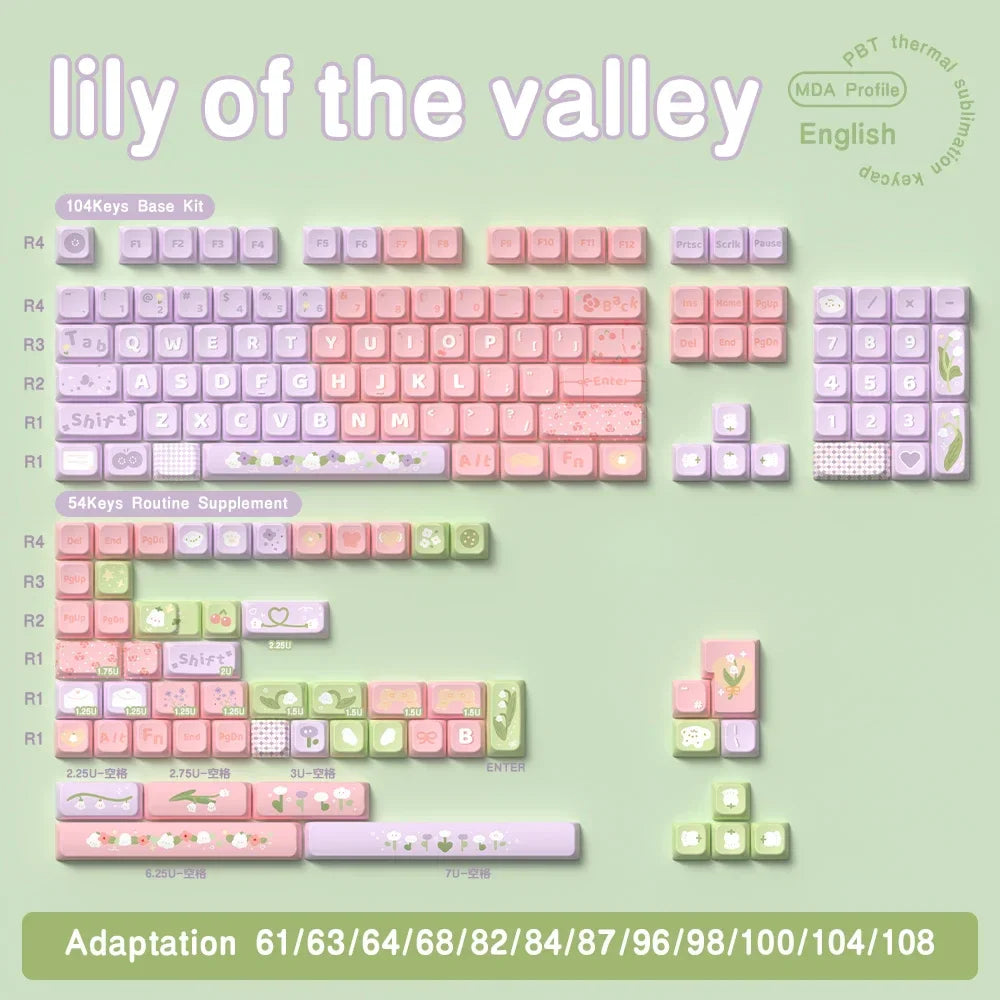 138/158 keys Original Theme Keycaps MDA Profile cute Anime PBT Keycap custom For Mechanical Keyboard with iso layout