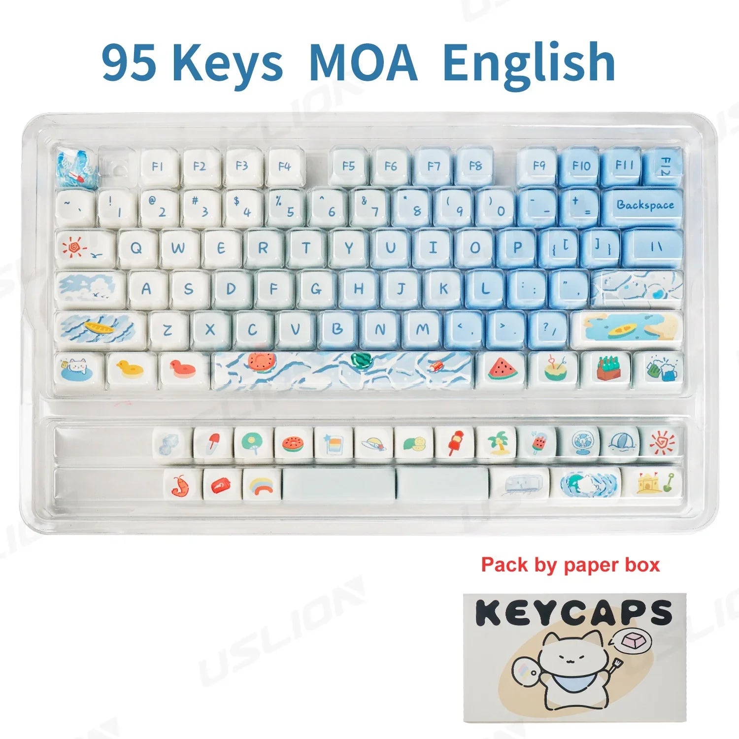 95 Keys MOA Profile PBT Keycaps for 61/64/68/84/75/87Keys Gaming Mechanical Keyboard AULA F75 GMK67 GMK87 Cartoon Cute Key Caps