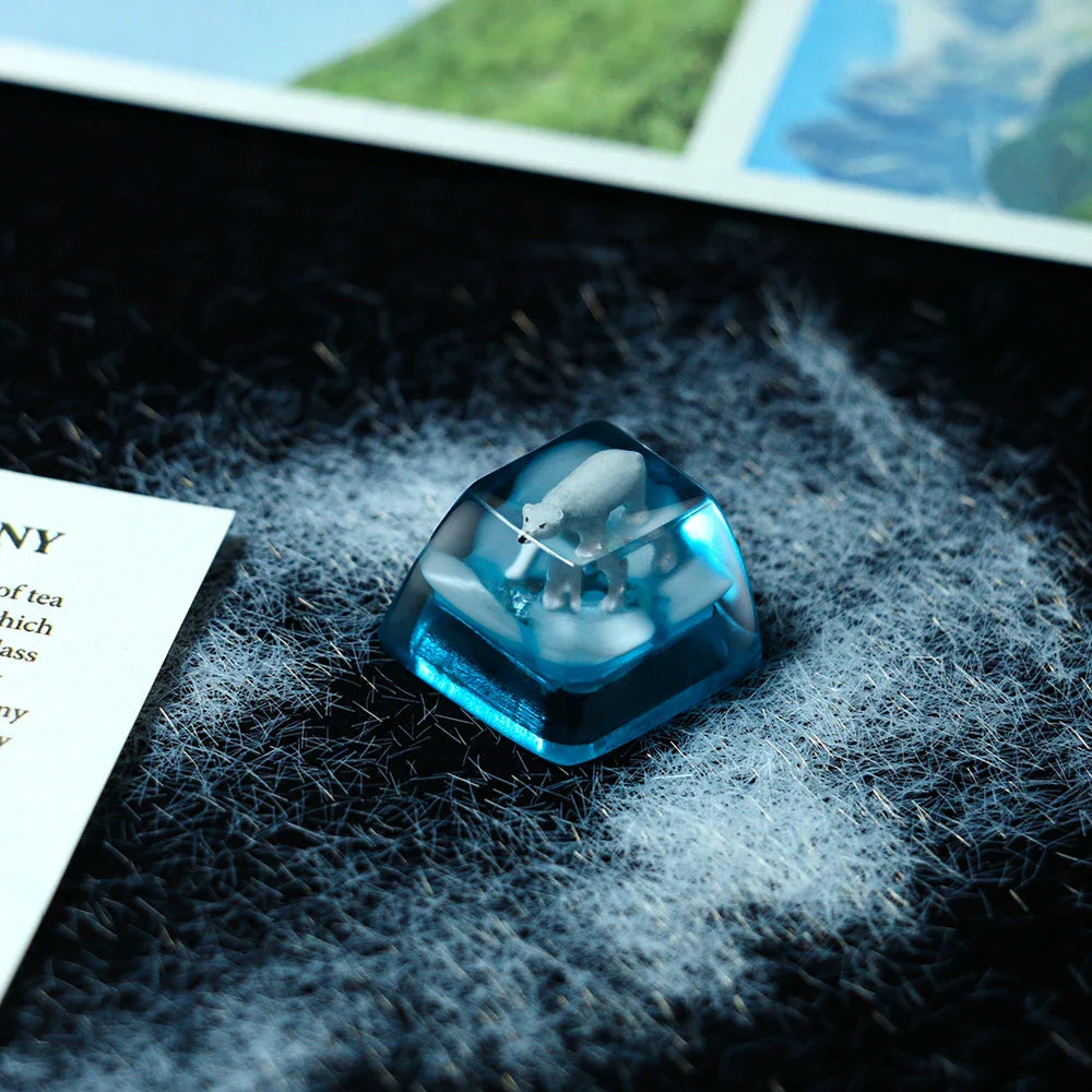 1 Piece Ice Rose/Polar Bear/Steampunk/Gear/Pond Fish/Koi/Stars Artisan Resin Keycaps ESC Mechanical Backlit Keyboard RGB Keycap