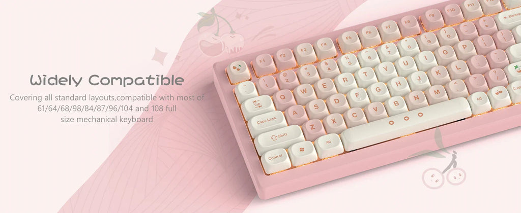 143 Keys Pink Cherry MOA Profile PBT Keycaps Customs Dye Sub Key caps for 61/87/104 Cherry MX Switch Gaming Mechanical Keyboard