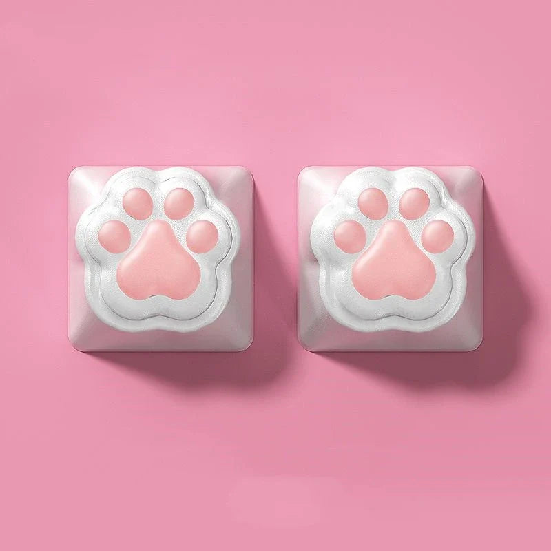 ZIFRIEND 4Pcs Cute Cat Paw Keycaps for Mechanical Keyboard Cherry MX Switch DIY Custom Silicone Key Cap Artisan Pink Color