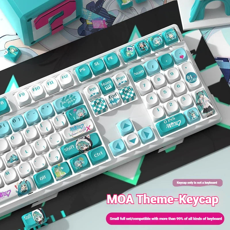 120key Miku Anime Theme Keycap MOA Hight PBT Heat Sublimation Personality Creative Customization Mechanical keyboard Keycap