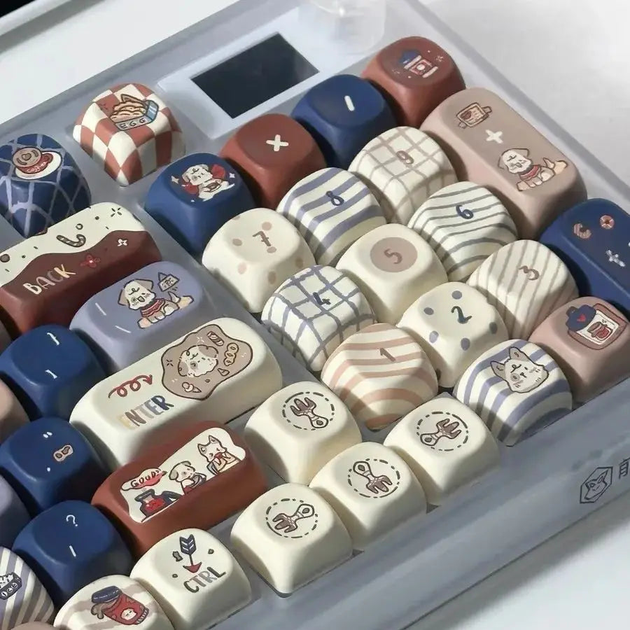 131/140 keys Cute Keycap Coffee Dog PBT Five-Sided Sublimation MOA Personalized Ball Cap DIY Mechanical Keyboard Keycaps Keycap