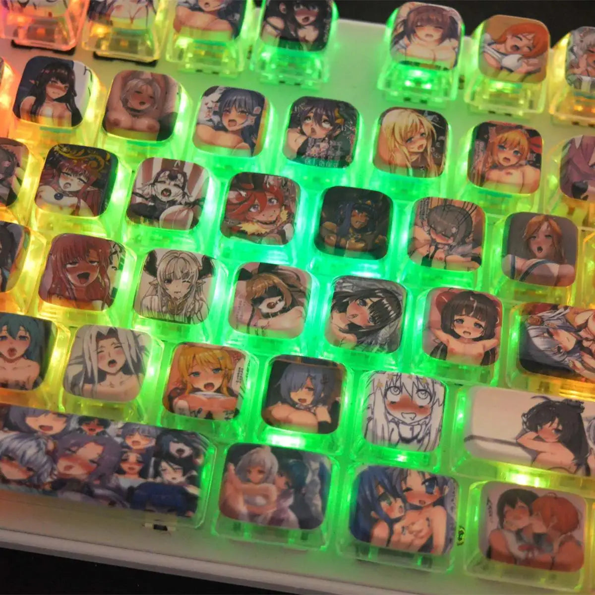 122 Key Hentai Pudding Keycaps Custom PBT MDA Profile Keycap Cute Anime Artisan Transparent Point KeyCap for Gaming Crush80 Gift