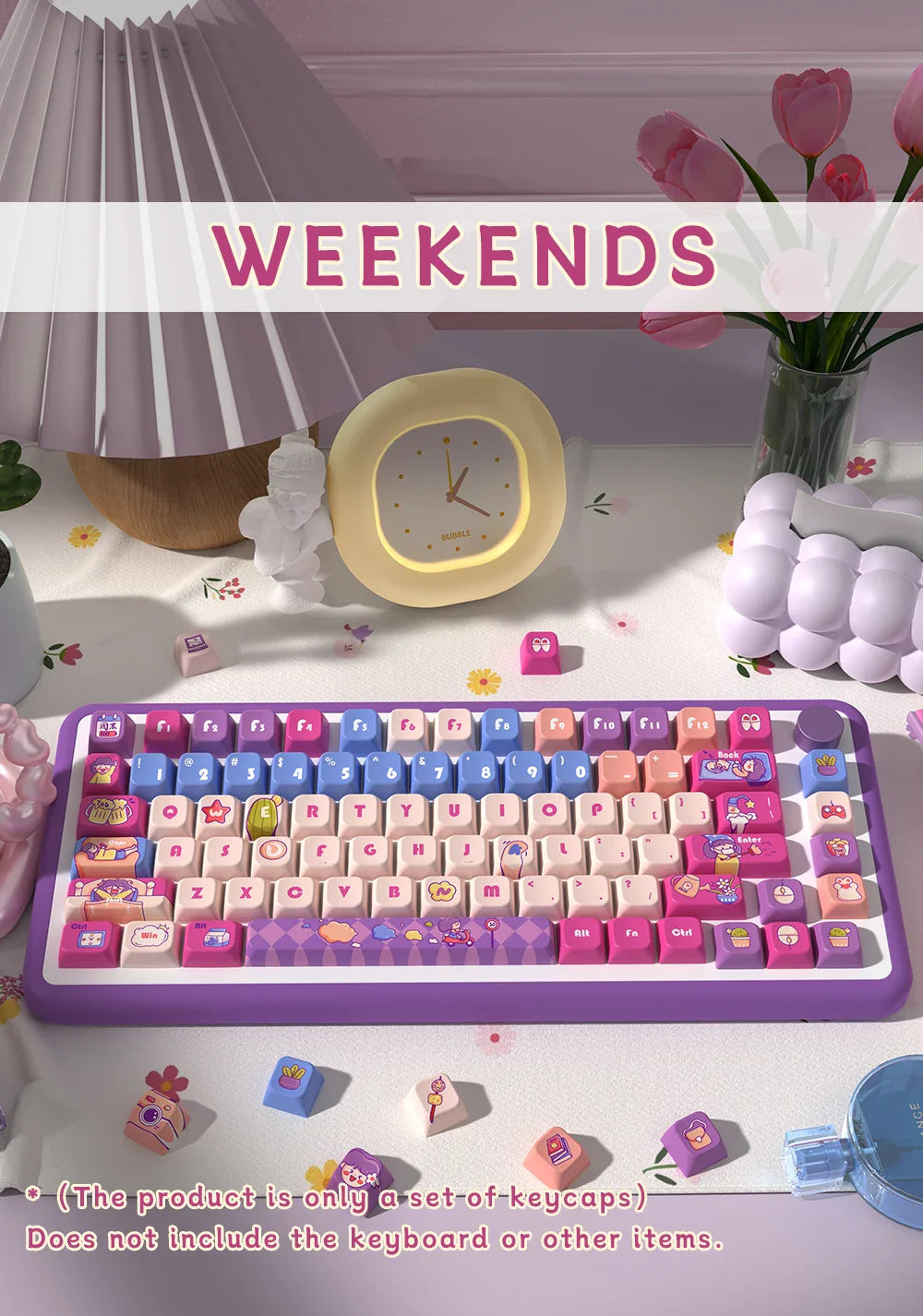 Weekends Theme Keycaps 122/138/158 Keys Mda Profile Pbt Thermal Sublimation Mechanical Keyboard Customized Anime Game Keycaps