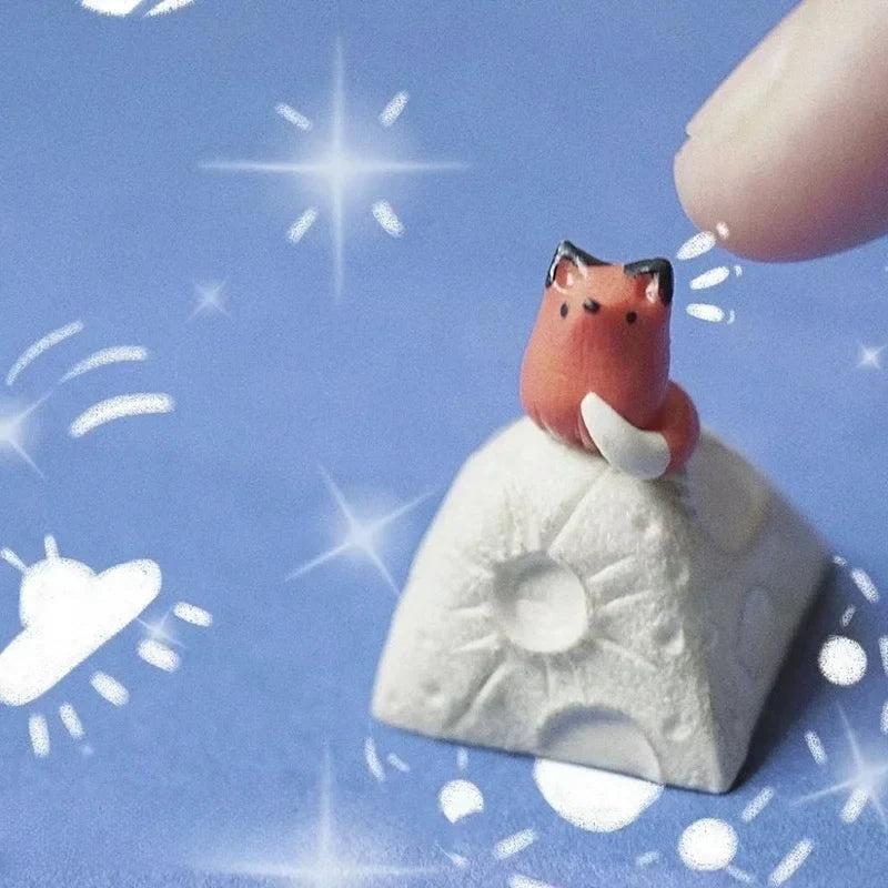 New Moon Fox Keycaps Little Prince Themed 1pcs Customized Creative Three-Dimensional Mechanical Keyboard Key Cap  Accessories