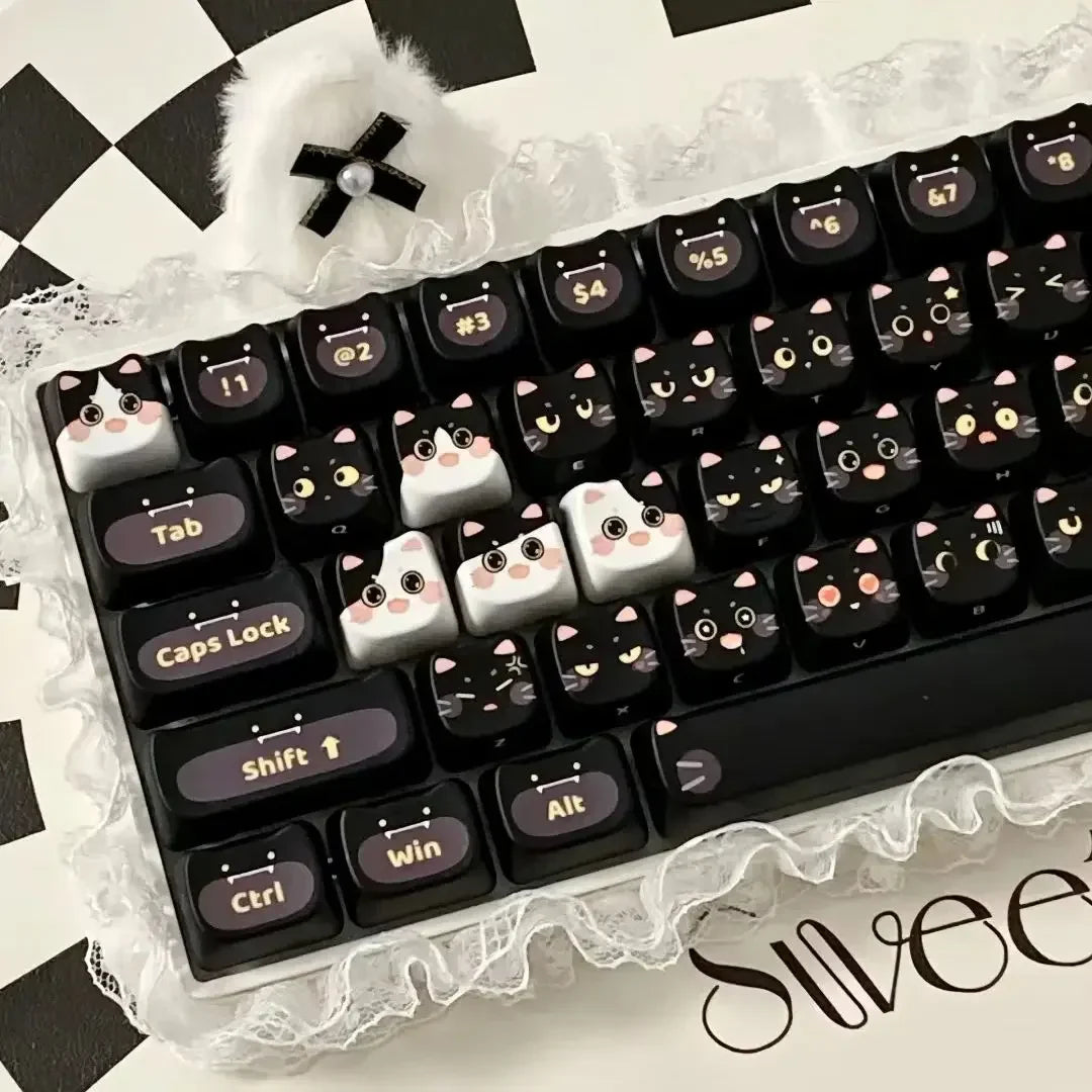 142 Keys Customized Gift Cute Cat keycaps New MAO Keycaps Square Thermal Sublimation Mechanical Keyboard 2.25 U 2.75U for Alice