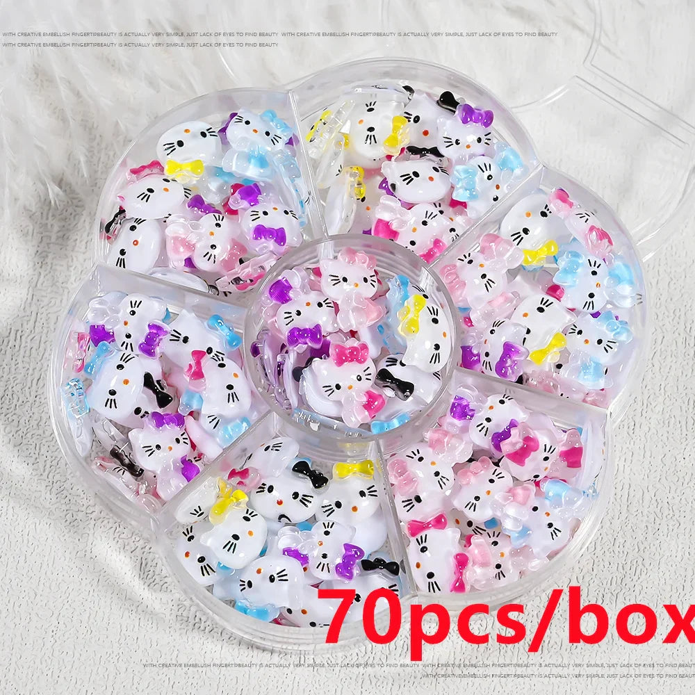 35/50/70/240pcs Cute Sanrio Nail Art Jewelry Decoration Kawaii Hello Kitty Kuromi Rhinestone Charms For Nail Y2K Manicure Crafts