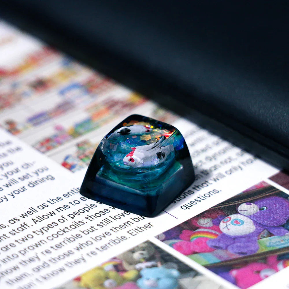 1 Piece Ice Rose/Polar Bear/Steampunk/Gear/Pond Fish/Koi/Stars Artisan Resin Keycaps ESC Mechanical Backlit Keyboard RGB Keycap
