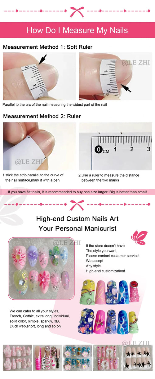 10Pcs Cute 3D Hello Kitty Kuromi Cartoon Handmade Nail Art Fashion Bow Luxury Diamond Detachable Full Cover Nails Holiday Gift