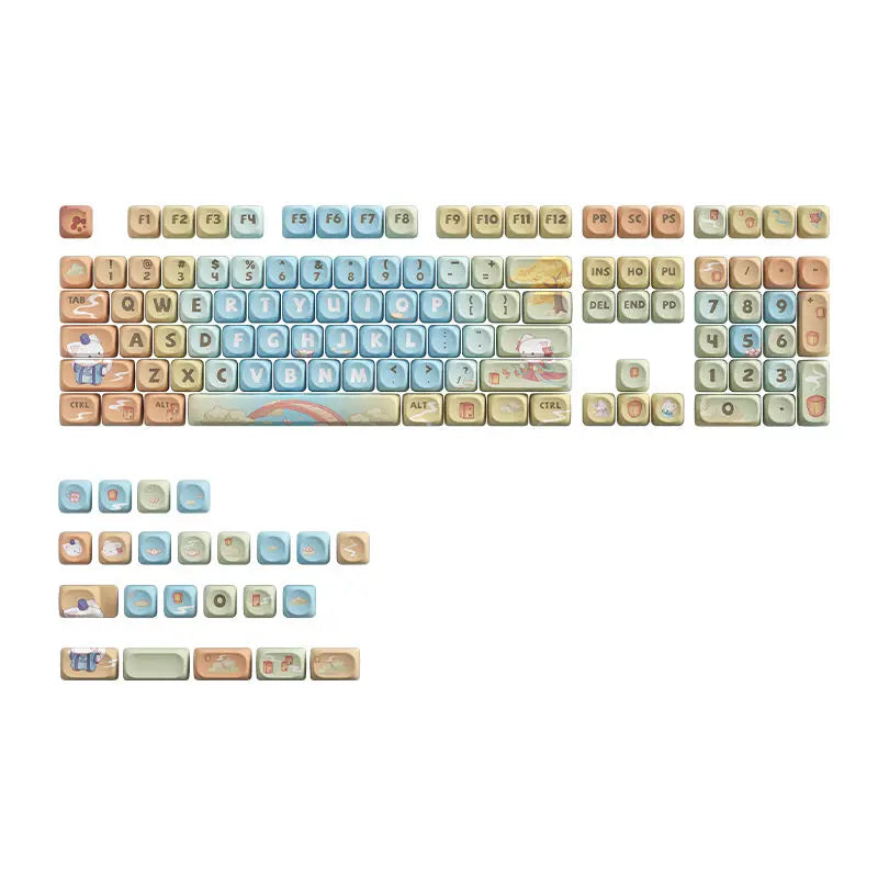 Snowflakes Theme Keycaps 127 Keys MOA Profile PBT Square KeyCap Dye Sublimation Mechanical Keyboard Key Cap Keyboards Accessorie