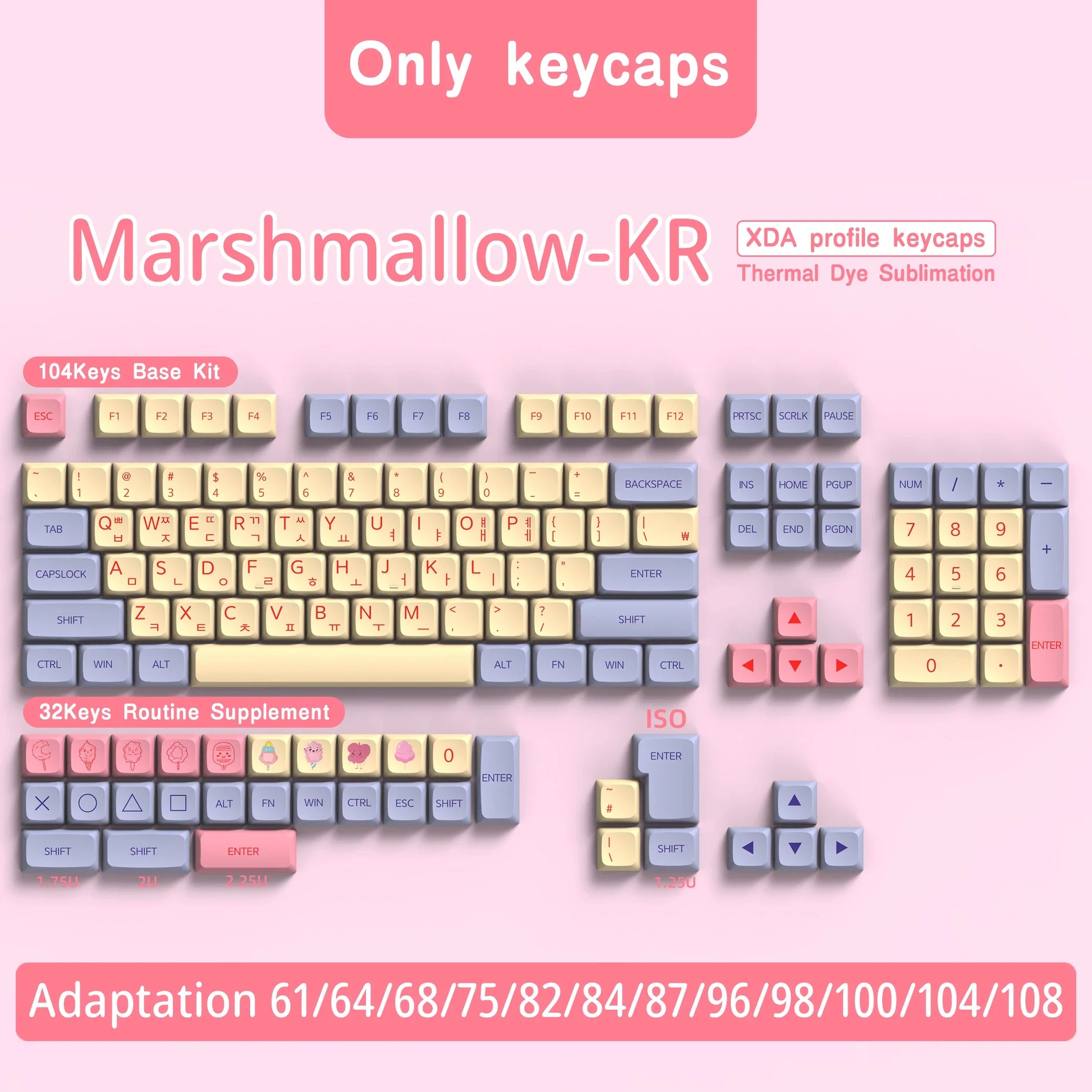 XDA Profile PBT keycaps Spanish Korean French German Portuguese Russian Japanese keycap For Cherry MX Mechanical Keyboard