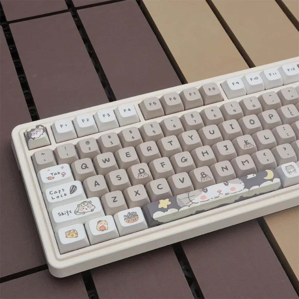 132 keys Cute Mouse Cartoon Theme Keycaps XDA Profile Key caps English for 61/64/68/84/87/96/98/104 Mechanical Keyboard Keycaps