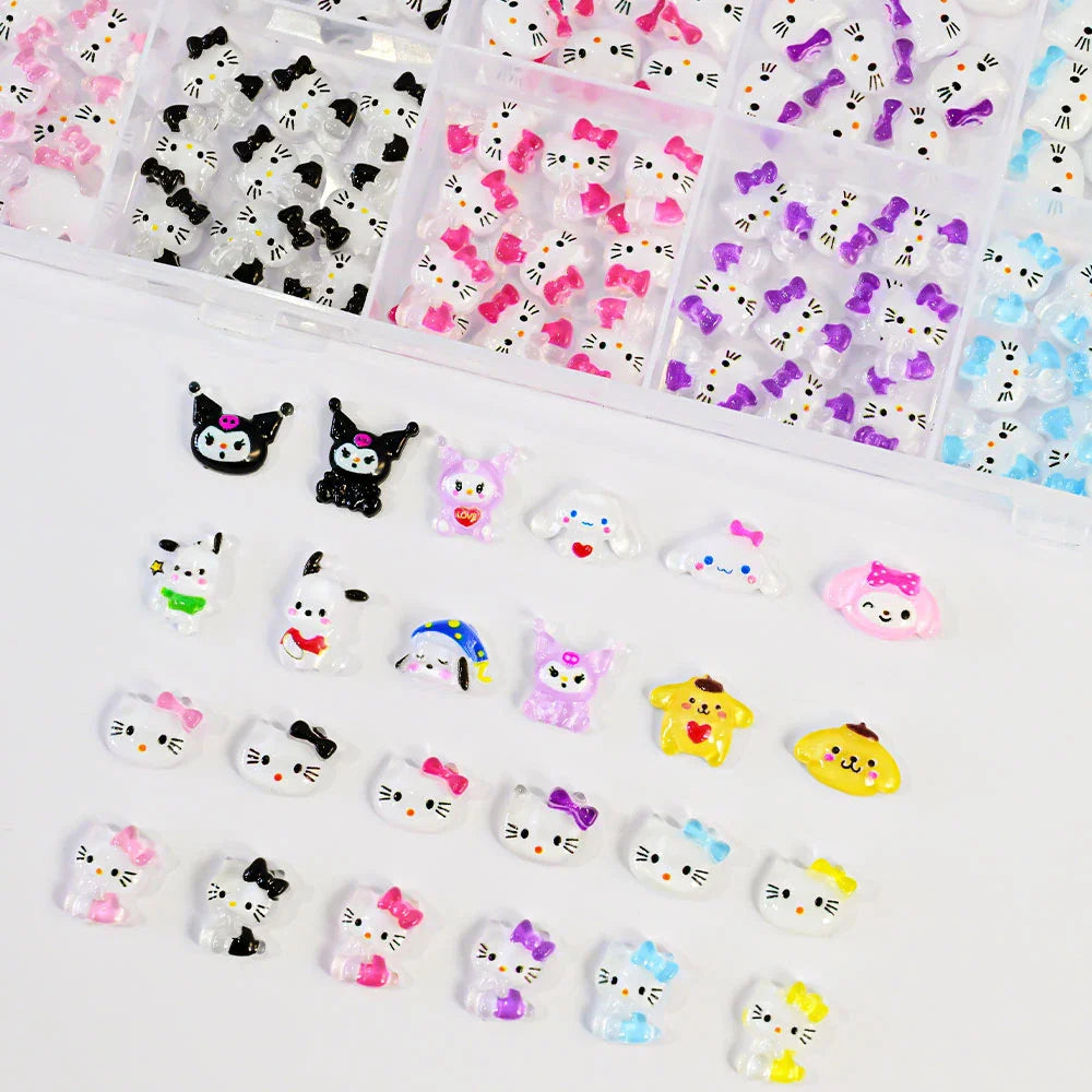 35/50/70/240pcs Cute Sanrio Nail Art Jewelry Decoration Kawaii Hello Kitty Kuromi Rhinestone Charms For Nail Y2K Manicure Crafts