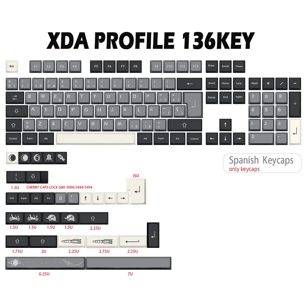 Apollo Theme XDA Keycap German French Spain iso Key Dye Sub Keycaps For TKL87 GMMKPRO 7u Spacebar AZERTY Keyboard Cap Custom Set