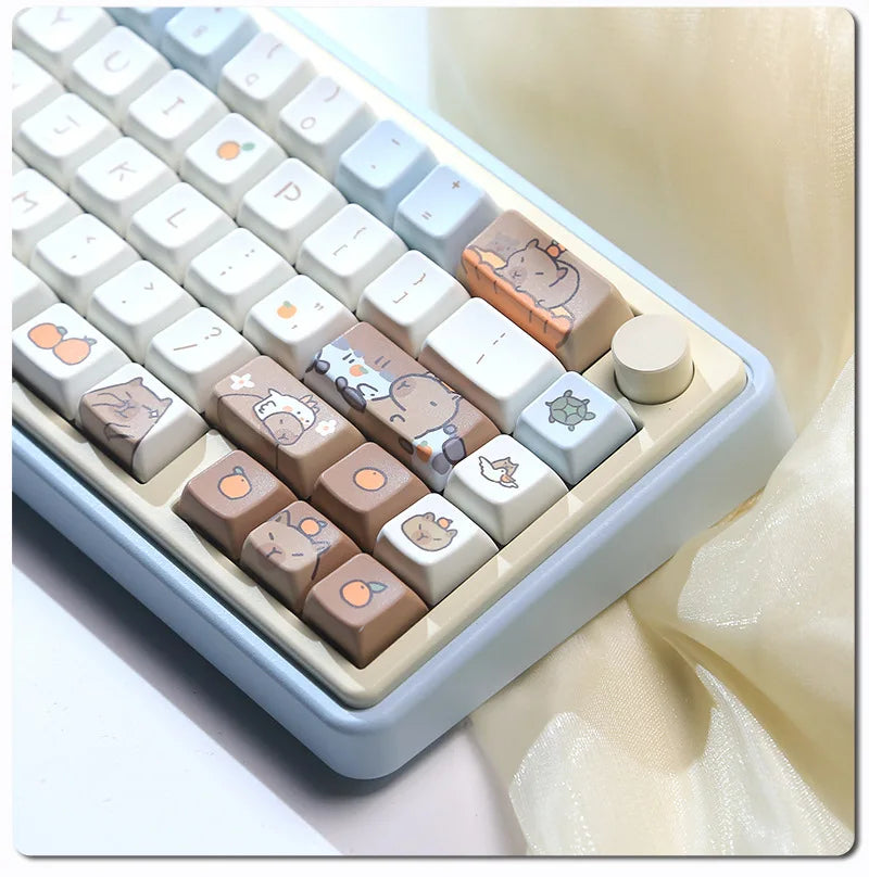 Mda High Capybara Mechanical Keyboard Keycap Custom Thermal Sublimation Pbt Cute Milk Blue Home Goodies Birthday Gift Boy Girl