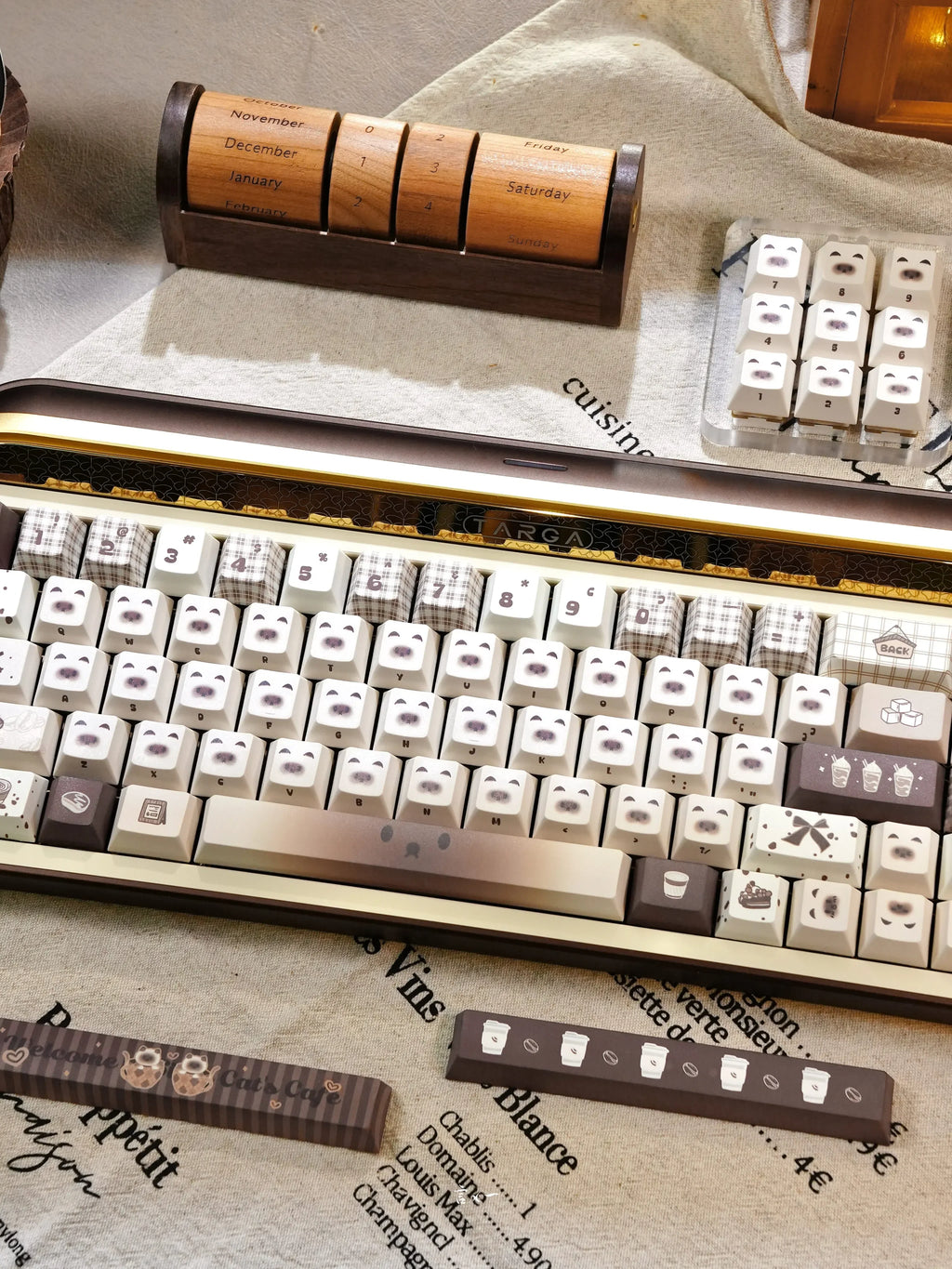 Siamese Cat Keycap Cute Mao Cherry Pbt Cafe Cat Head Cat Ears White Coffee Color 146/133Keys 2.25/2.75U Alice Layout Keycaps
