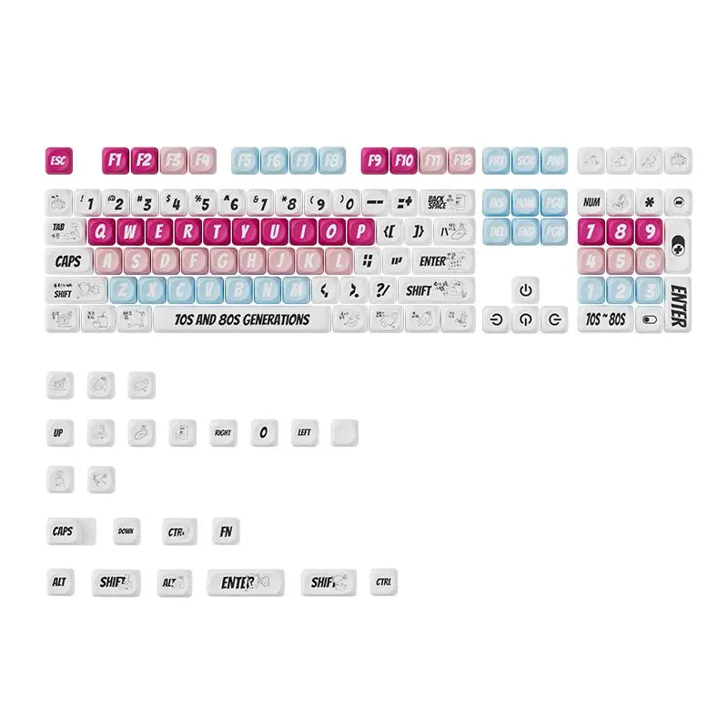 Snowflakes Theme Keycaps 127 Keys MOA Profile PBT Square KeyCap Dye Sublimation Mechanical Keyboard Key Cap Keyboards Accessorie