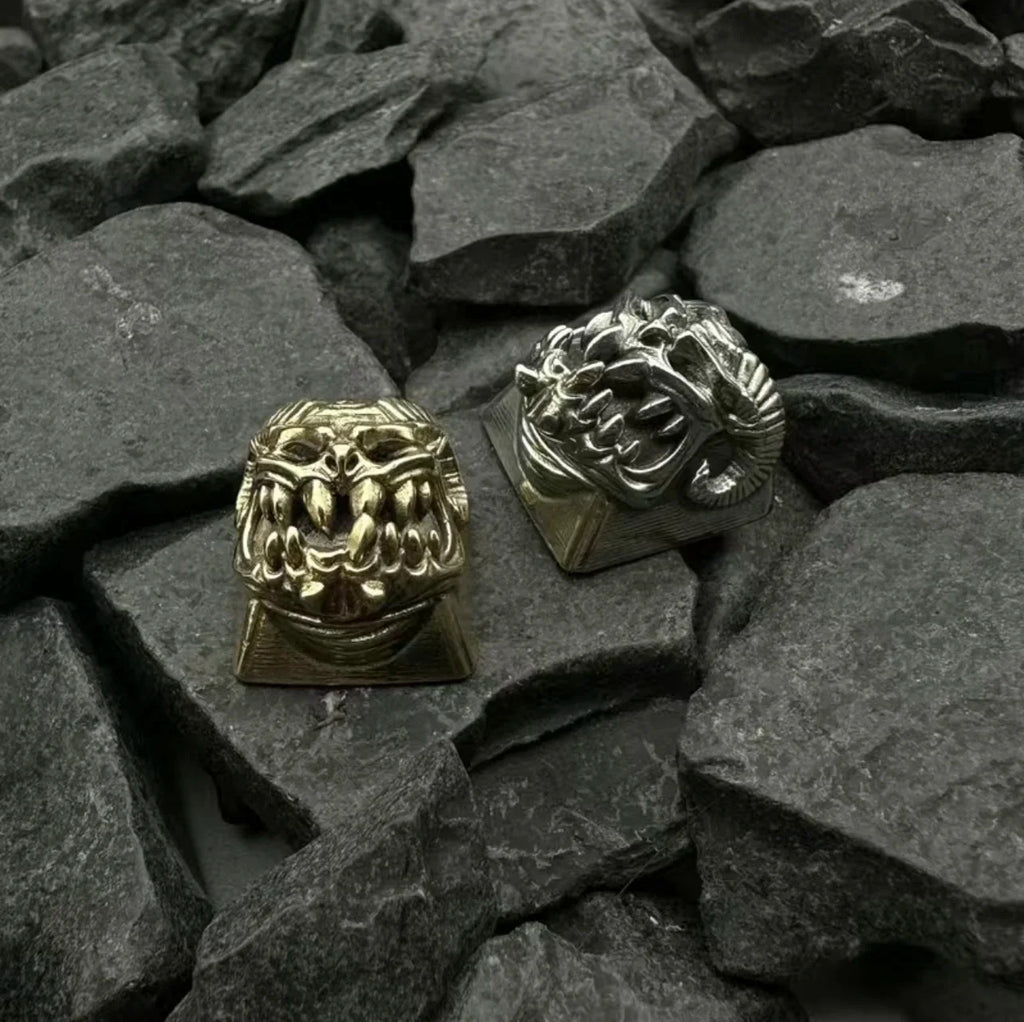 Black Myth: Wukong Keycaps Retro Skull Design Mechanical Keyboard Keycaps Customized Pure Copper Letter Card Slot Metal Keycaps